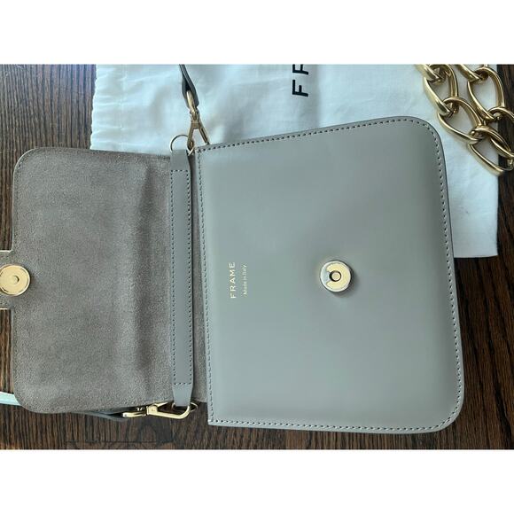 Frame Le Signature Mini Leather Crossbody Bag Taupe - Picture 9 of 10